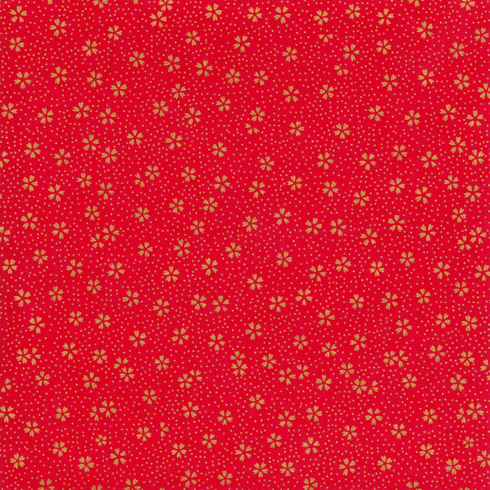 Yuzen Washi Wrapping Paper HZ-502 - Small Gold Cherry Blossom Red - washi paper - Lavender Home London