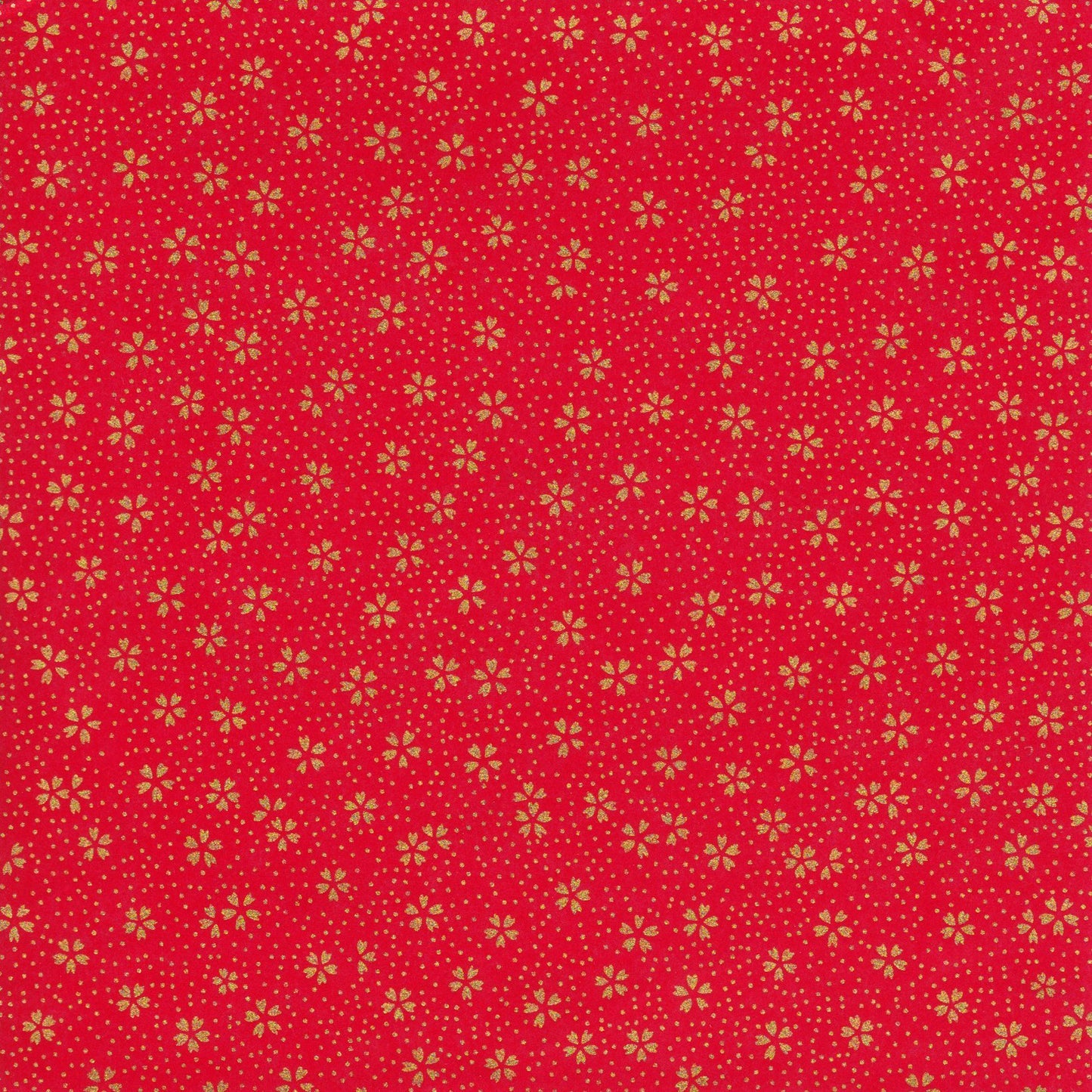 Pack of 20 Sheets 14x14cm Yuzen Washi Origami Paper HZ-502 - Small Gold Cherry Blossom Red - washi paper - Lavender Home London