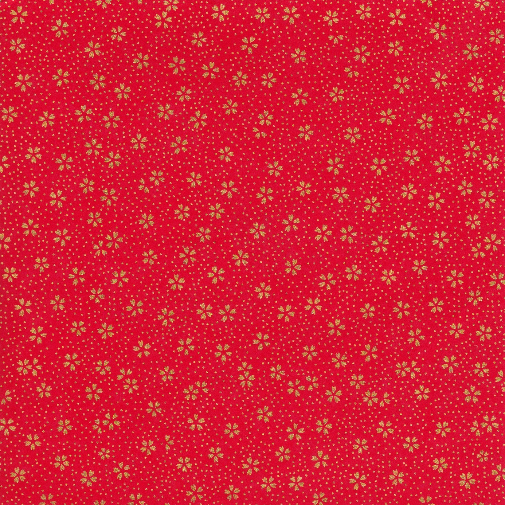 Pack of 20 Sheets 14x14cm Yuzen Washi Origami Paper HZ-502 - Small Gold Cherry Blossom Red - washi paper - Lavender Home London
