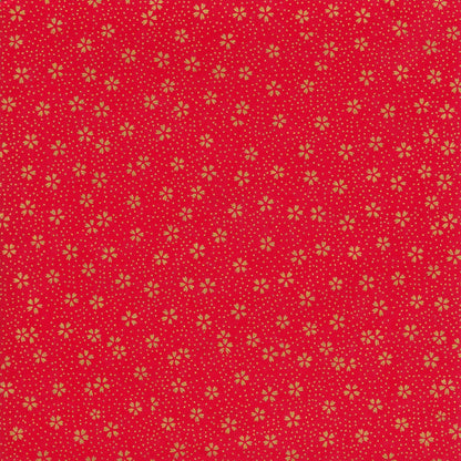 Pack of 20 Sheets 14x14cm Yuzen Washi Origami Paper HZ-502 - Small Gold Cherry Blossom Red - washi paper - Lavender Home London