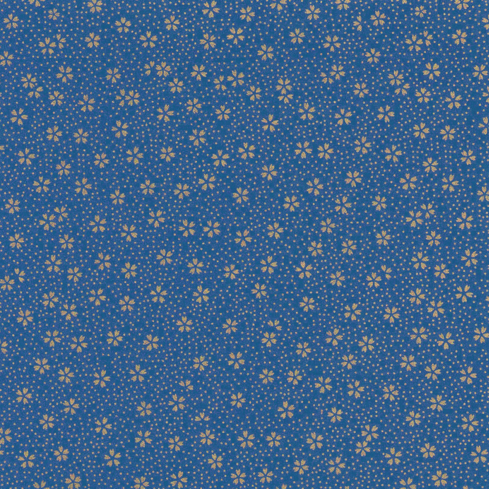 Yuzen Washi Wrapping Paper HZ-503 - Small Gold Cherry Blossom Blue - washi paper - Lavender Home London