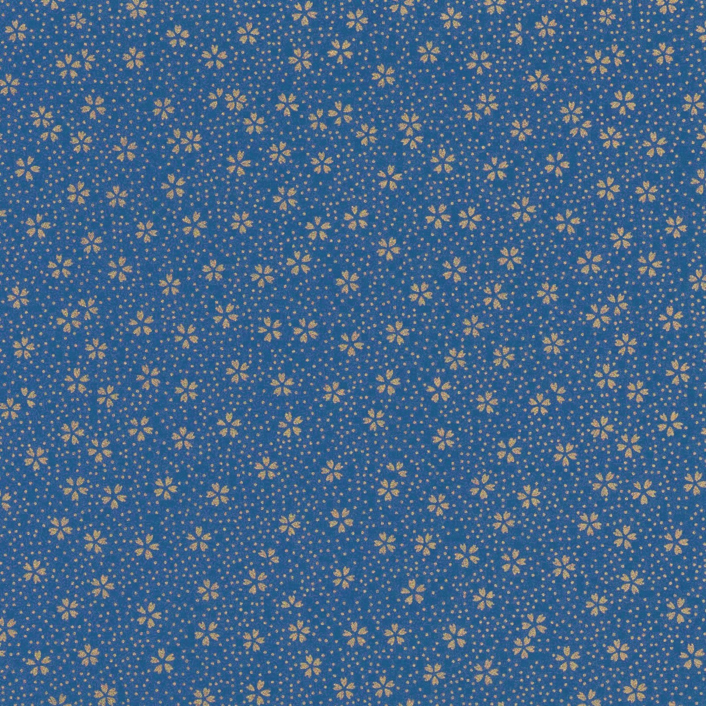 Pack of 20 Sheets 14x14cm Yuzen Washi Origami Paper HZ-503 - Small Gold Cherry Blossom Blue - washi paper - Lavender Home London