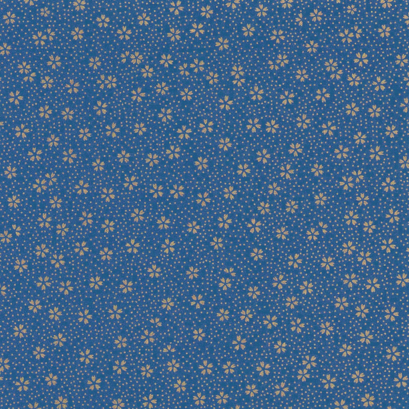 Pack of 20 Sheets 14x14cm Yuzen Washi Origami Paper HZ-503 - Small Gold Cherry Blossom Blue - washi paper - Lavender Home London