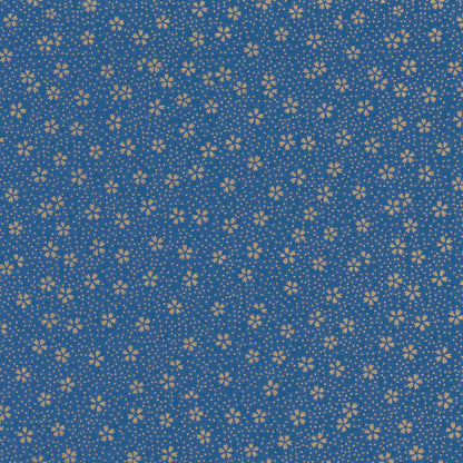 Pack of 20 Sheets 14x14cm Yuzen Washi Origami Paper HZ-503 - Small Gold Cherry Blossom Blue - washi paper - Lavender Home London