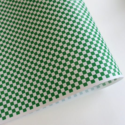 Yuzen Washi Wrapping Paper HZ-512 - Green & White Checkerboard - washi paper - Lavender Home London