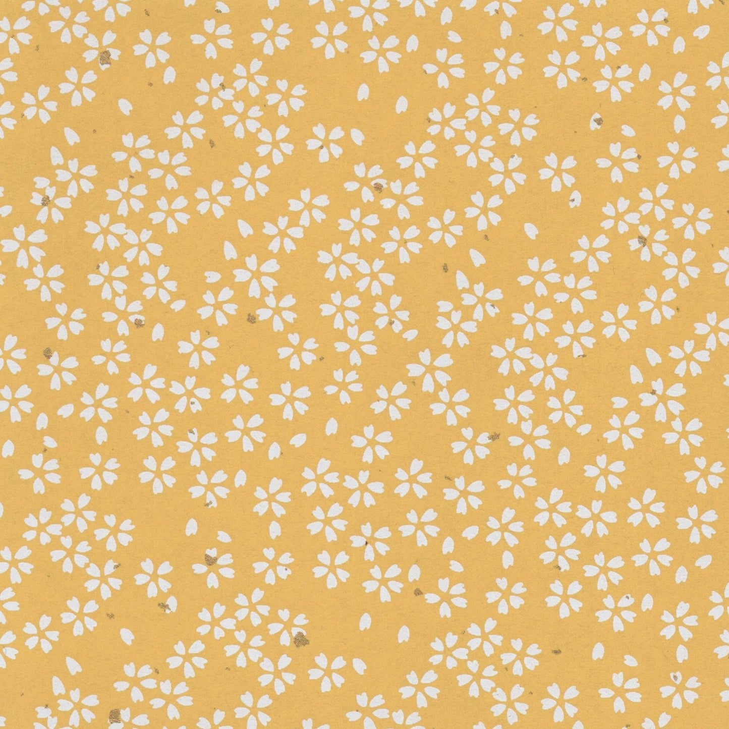 Yuzen Washi Wrapping Paper HZ-187 - Small Cherry Blossom Yellow With Gold Freckles - washi paper - Lavender Home London