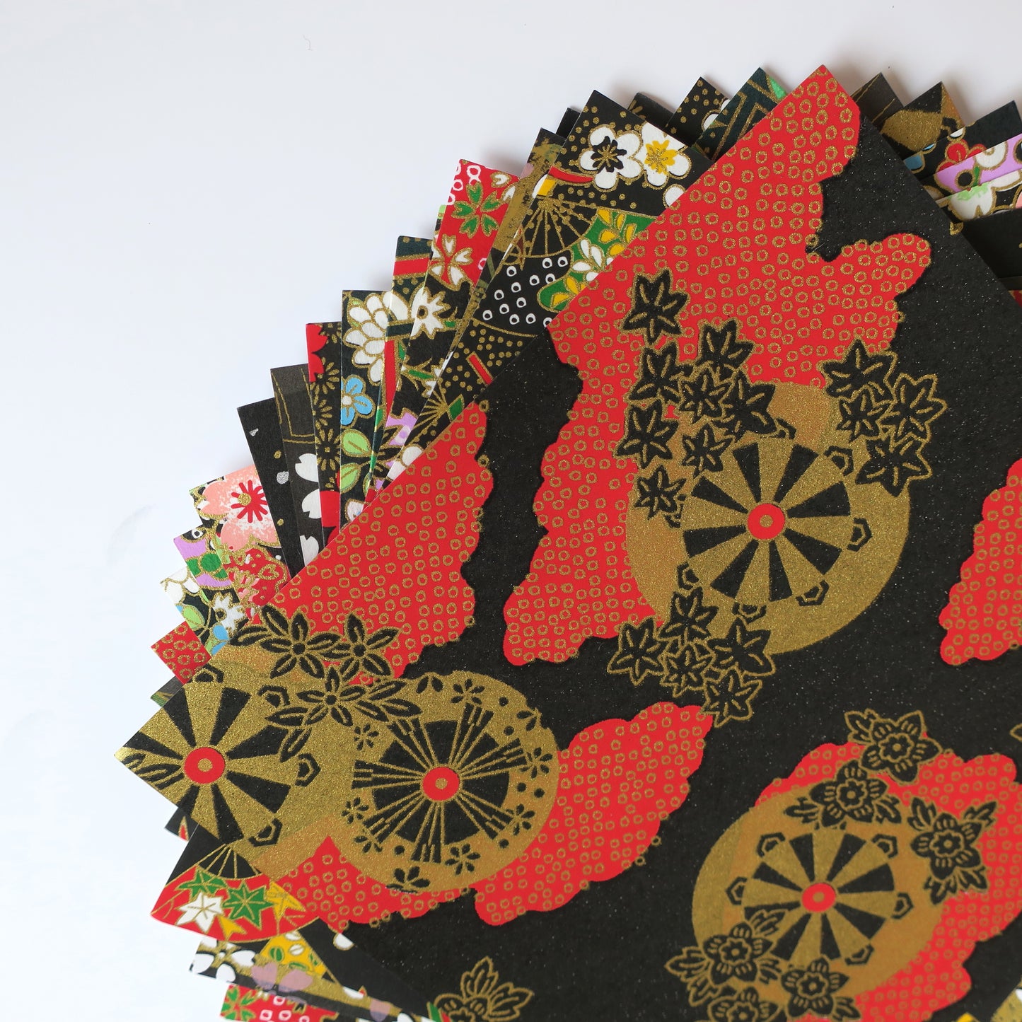 20 Sheets Black Themed Colours Yuzen Washi Origami Paper Mixed Patterns 14x14cm