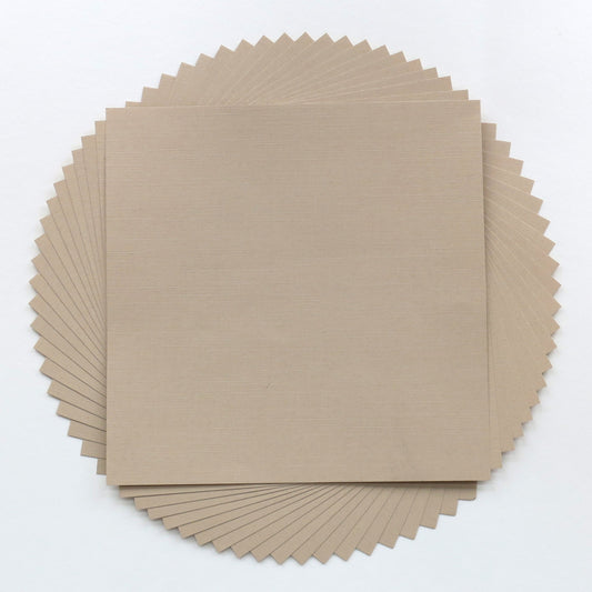 Pack of 20 Sheets 14x14cm Textured Linen Paper - Tan - washi paper - Lavender Home London
