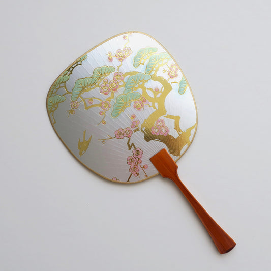 Uchiwa-fan Greeting Card - Pine Tree with Plum Flowers - Cards - Lavender Home London