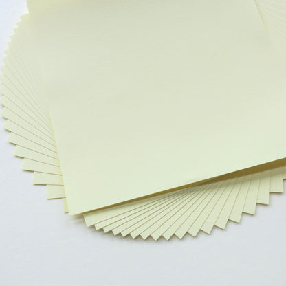 Pack of 20 Sheets 14x14cm Textured Linen Paper - Light Yellow - washi paper - Lavender Home London