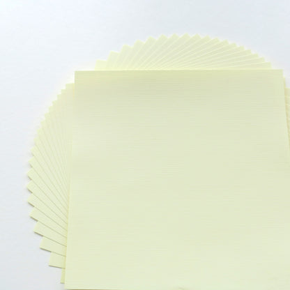 Pack of 20 Sheets 14x14cm Textured Linen Paper - Light Yellow - washi paper - Lavender Home London