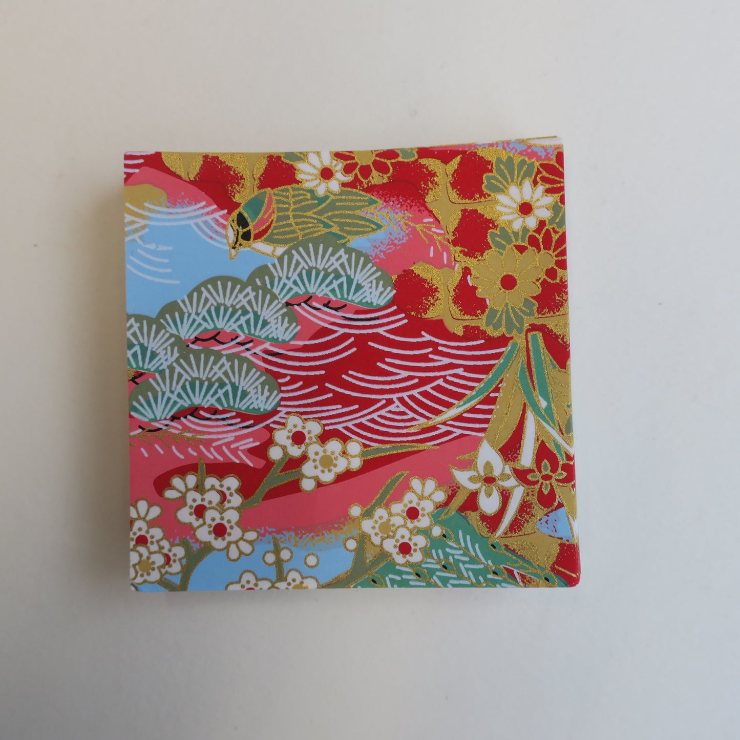Paquet de 100 feuilles de papier origami Yuzen Washi 7x7 cm HZ-275 - Paysage du début du printemps
