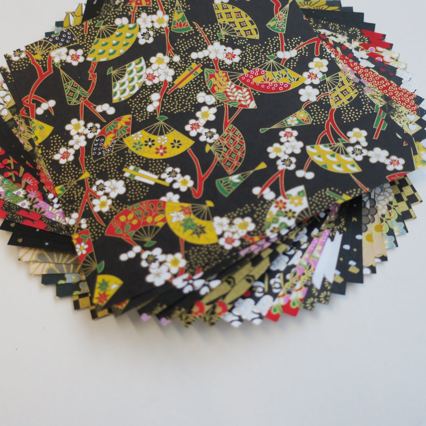 20 Sheets Black Themed Colours Yuzen Washi Origami Paper Mixed Patterns 14x14cm