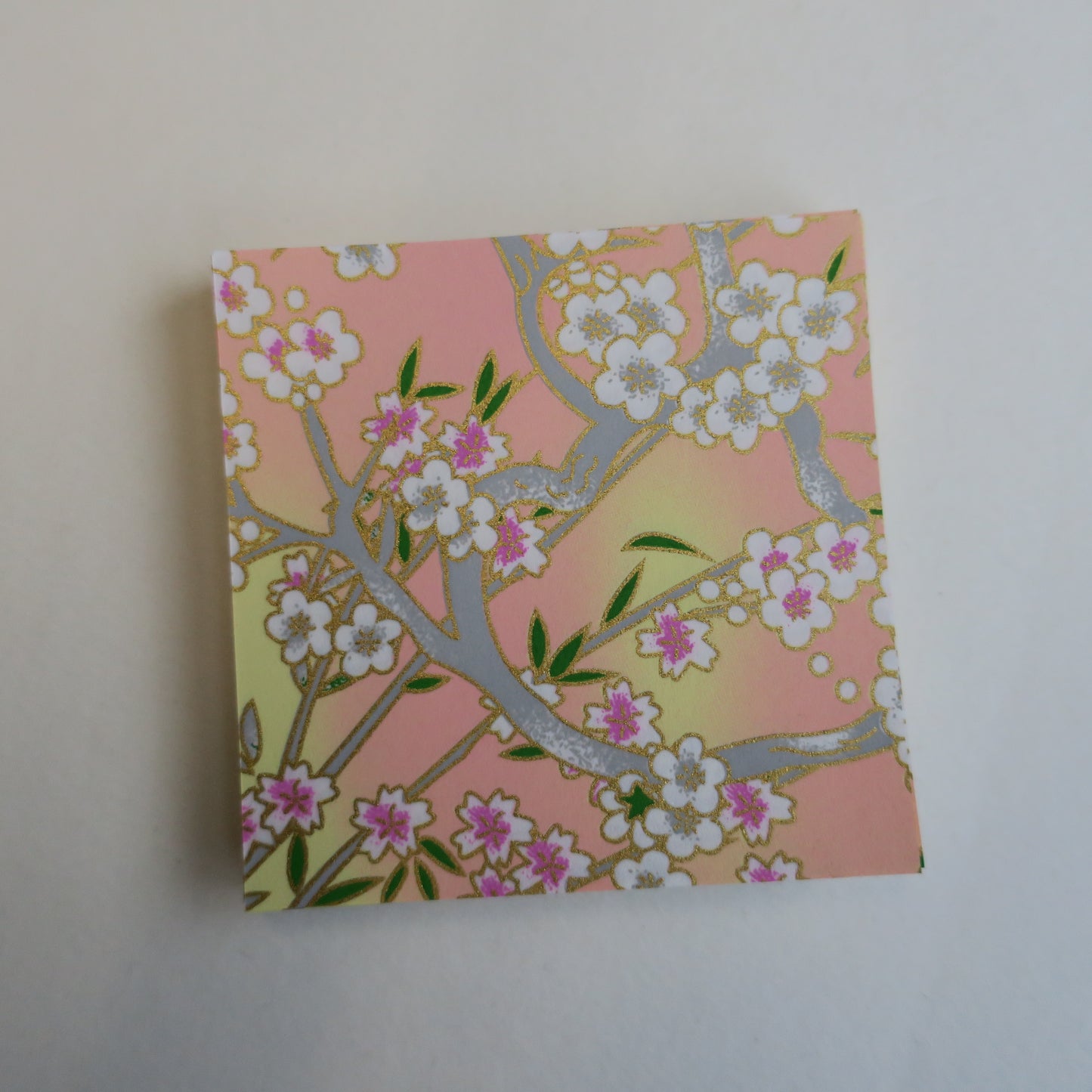 Pack of 100 Sheets 7x7cm Yuzen Washi Origami Paper HZ-420 - Spring Cherry Blossom & Bamboo