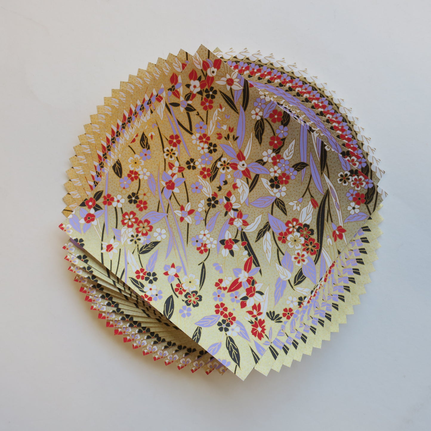 Paquete de 20 hojas de papel para origami Yuzen Washi de 14x14 cm HZ-537 - Rama lila