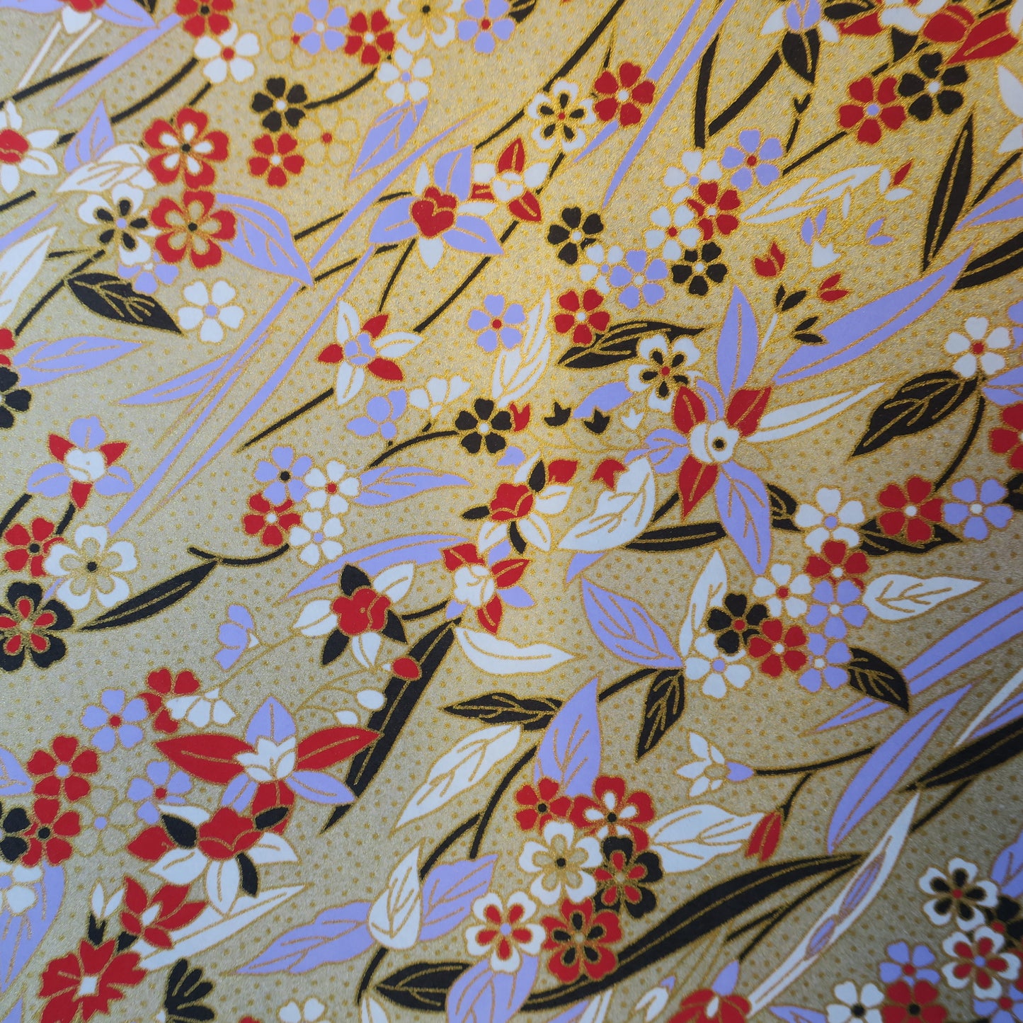 Paquete de 20 hojas de papel para origami Yuzen Washi de 14x14 cm HZ-537 - Rama lila