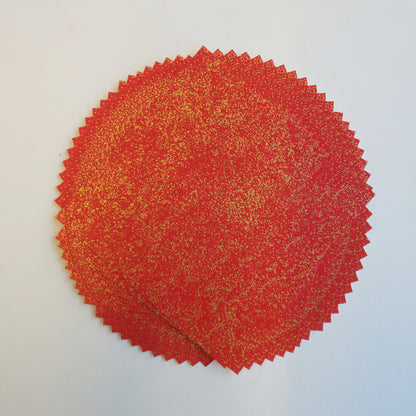 Pack of 20 Sheets 14x14cm Origami Paper - Red with gold flakes