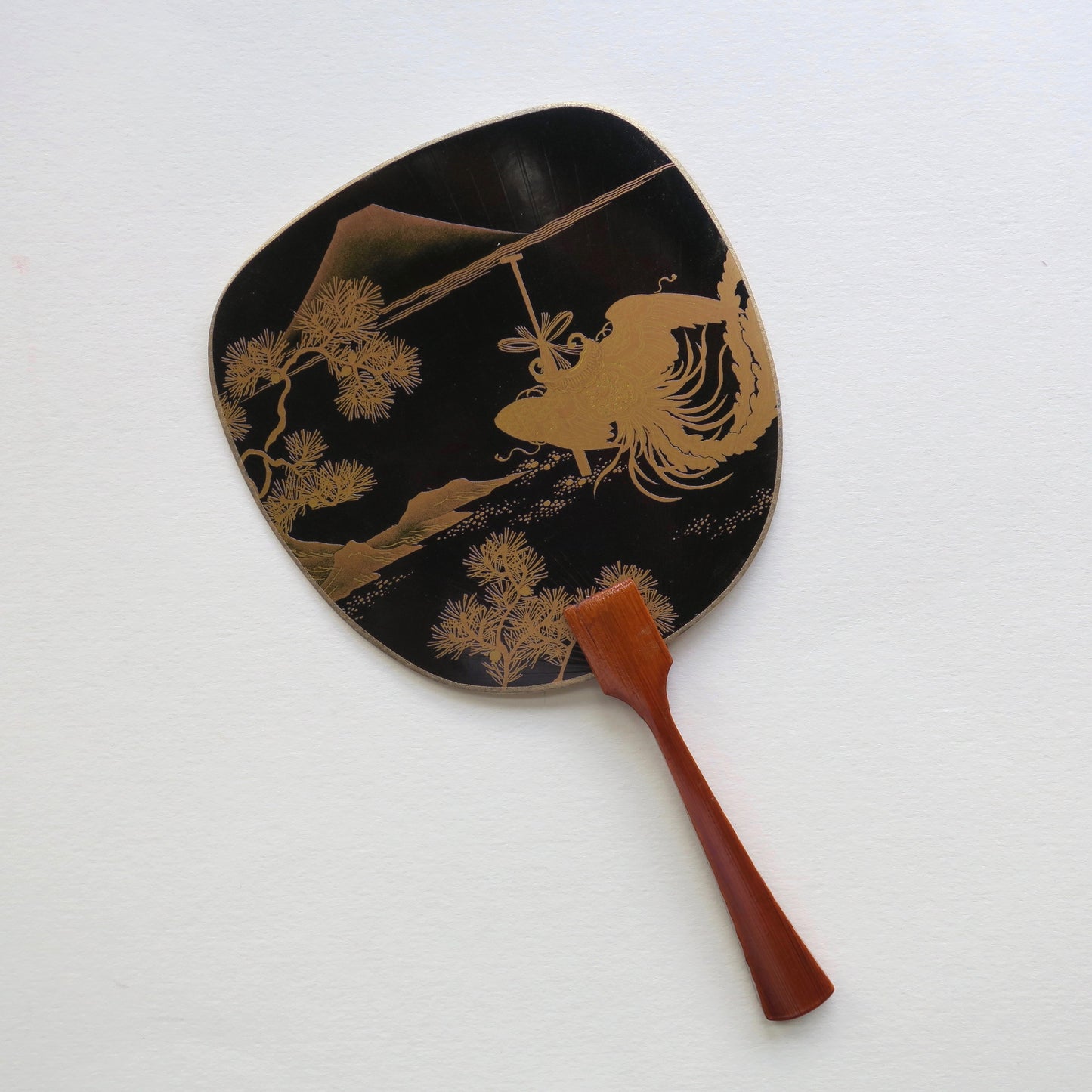 Uchiwa-fan Greeting Card - Black and Gold Mount Fuji Landscape - Cards - Lavender Home London