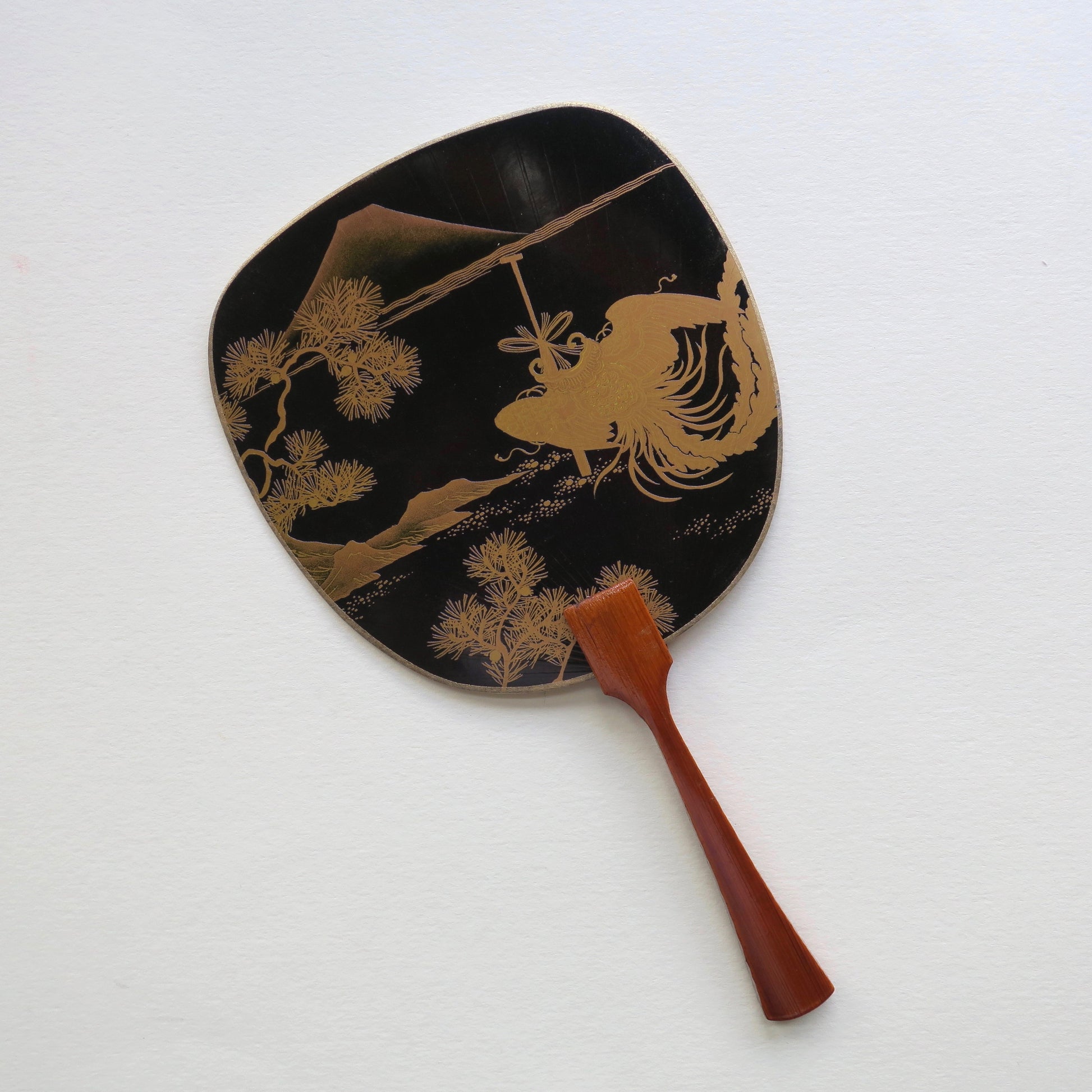 Uchiwa-fan Greeting Card - Black and Gold Mount Fuji Landscape - Cards - Lavender Home London