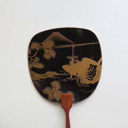 Uchiwa-fan Greeting Card - Black and Gold Mount Fuji Landscape - Cards - Lavender Home London