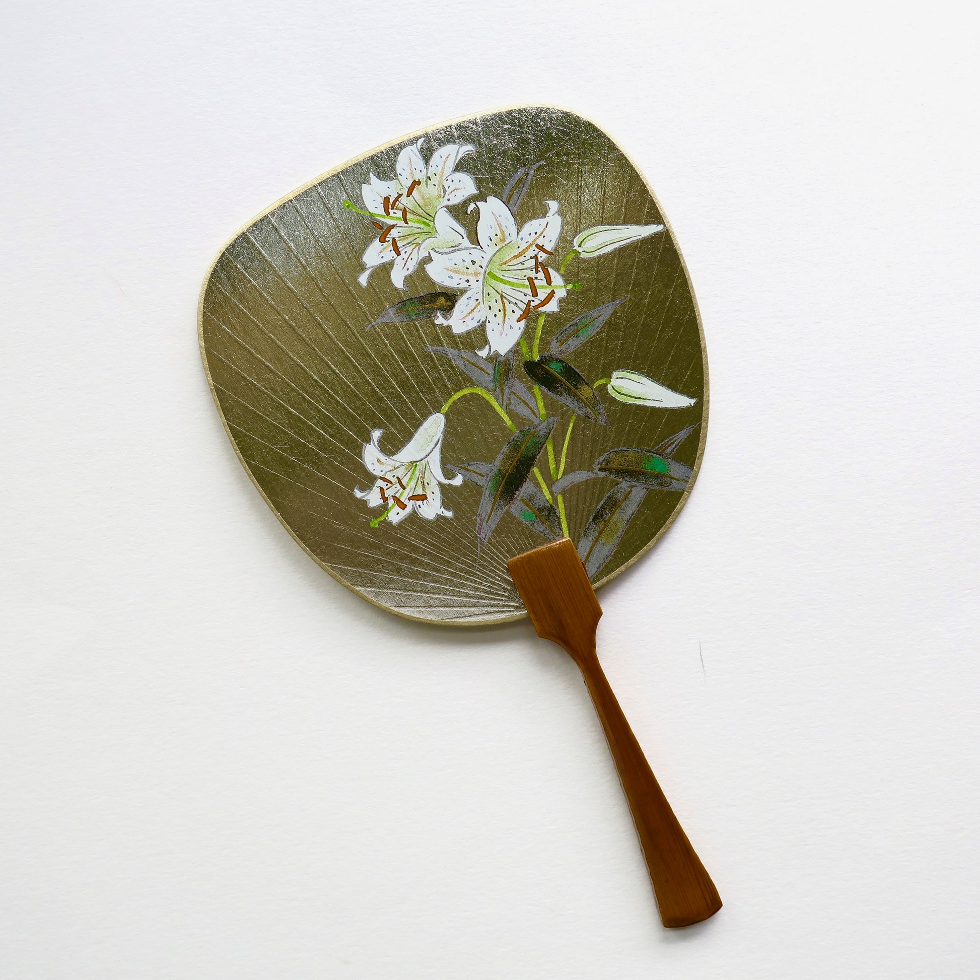 Uchiwa-fan Greeting Card - Blooming White Lily - Cards - Lavender Home London
