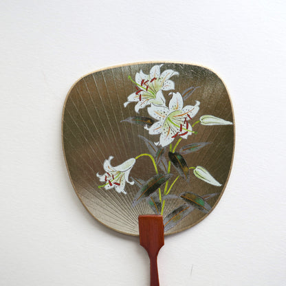 Uchiwa-fan Greeting Card - Blooming White Lily - Cards - Lavender Home London