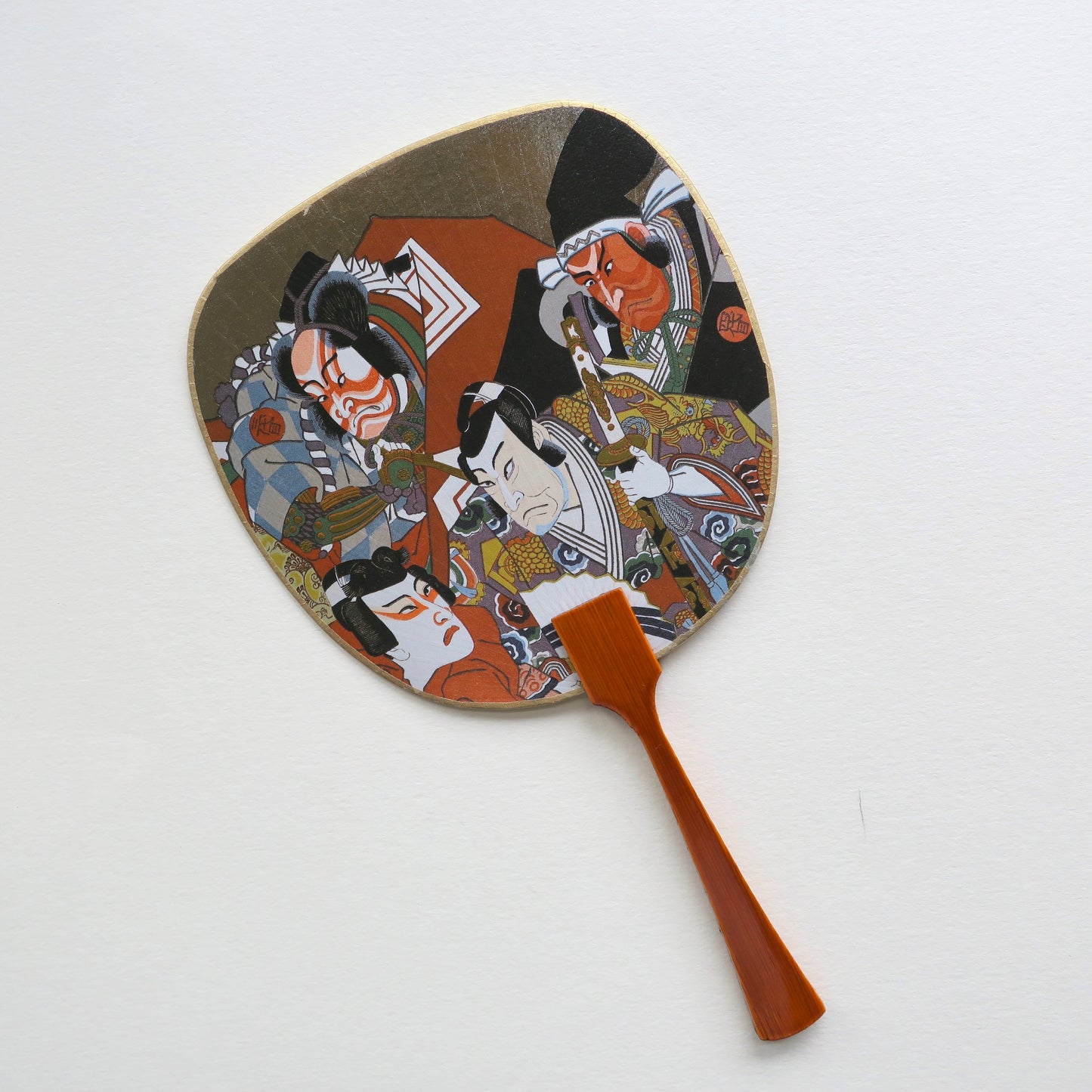 Uchiwa-fan Greeting Card - Four Ukiyo-e Kabuki Actors - Cards - Lavender Home London