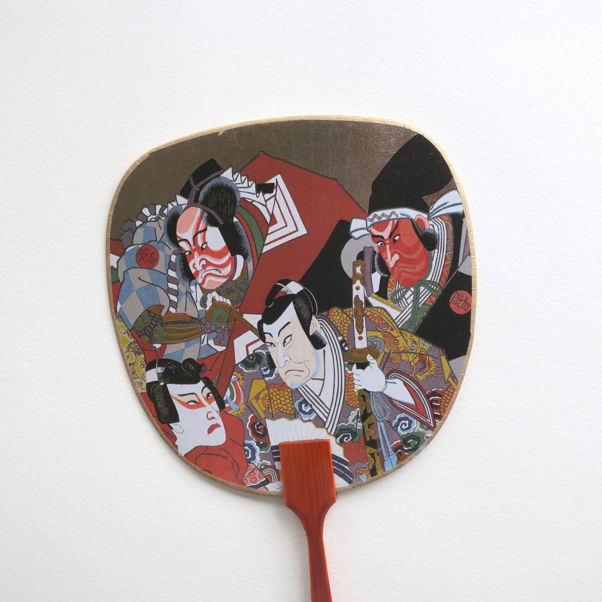 Uchiwa-fan Greeting Card - Four Ukiyo-e Kabuki Actors - Cards - Lavender Home London