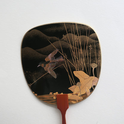 Uchiwa-fan Greeting Card - Swallow Flying Through the Mountain Fields - Cards - Lavender Home London