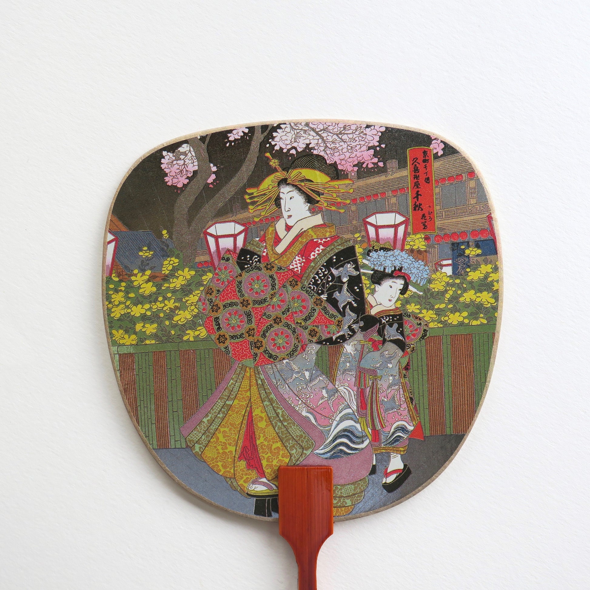 Uchiwa-fan Greeting Card - Ukiyo-e Mother and Daughter - Cards - Lavender Home London