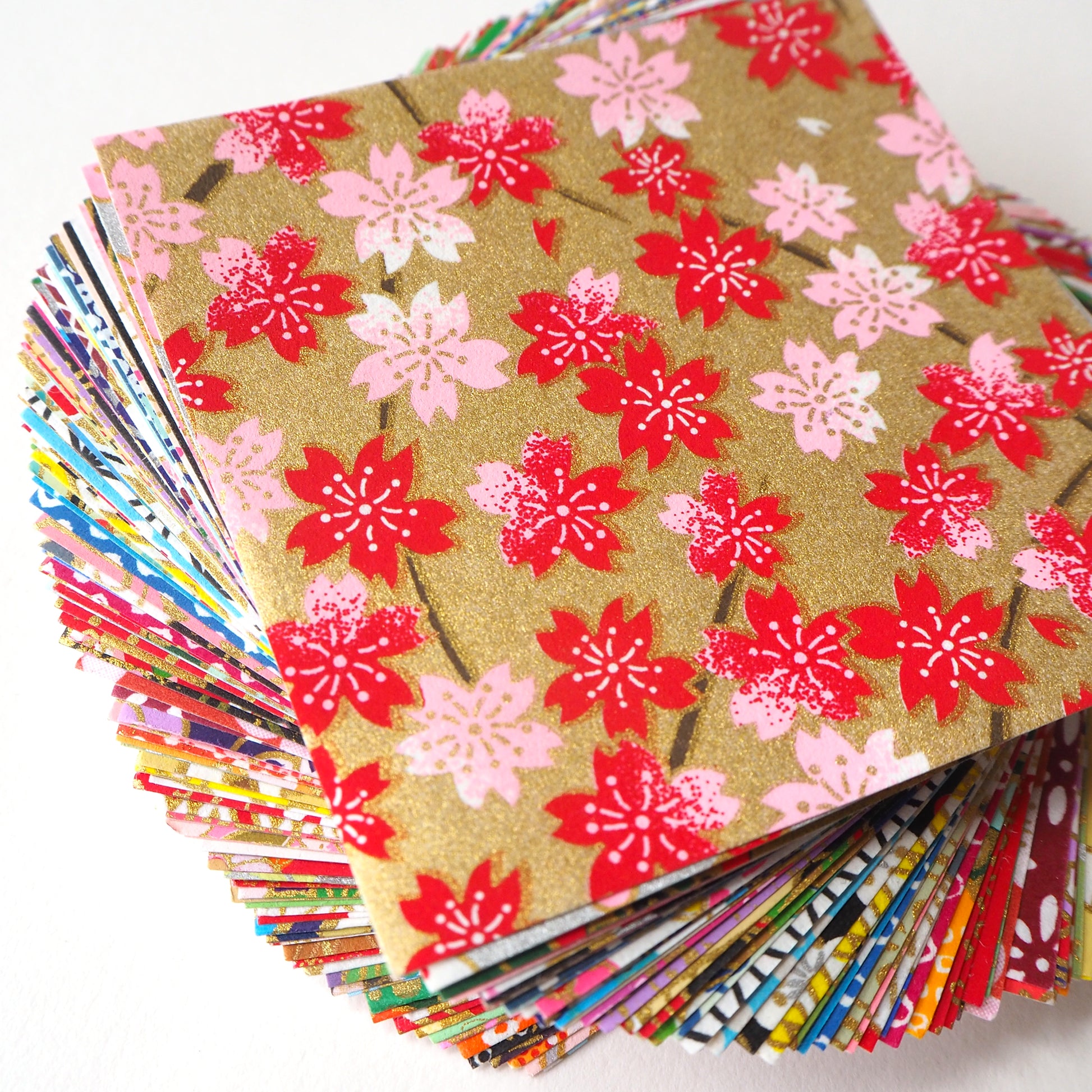 Pack of 100 Sheets 7x7cm Yuzen Washi Origami Paper - Mixed Patterns - washi paper - Lavender Home London