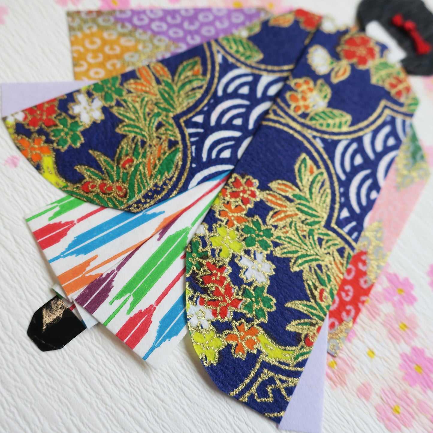 Handmade Origami Geisha Kimono Doll Greeting Card - B