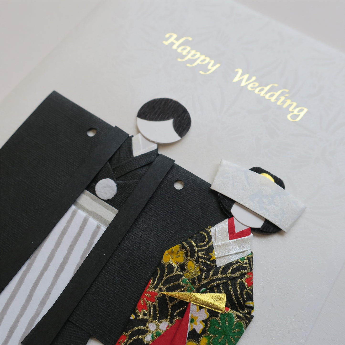 Handmade Origami Kimono Doll Wedding Card - A