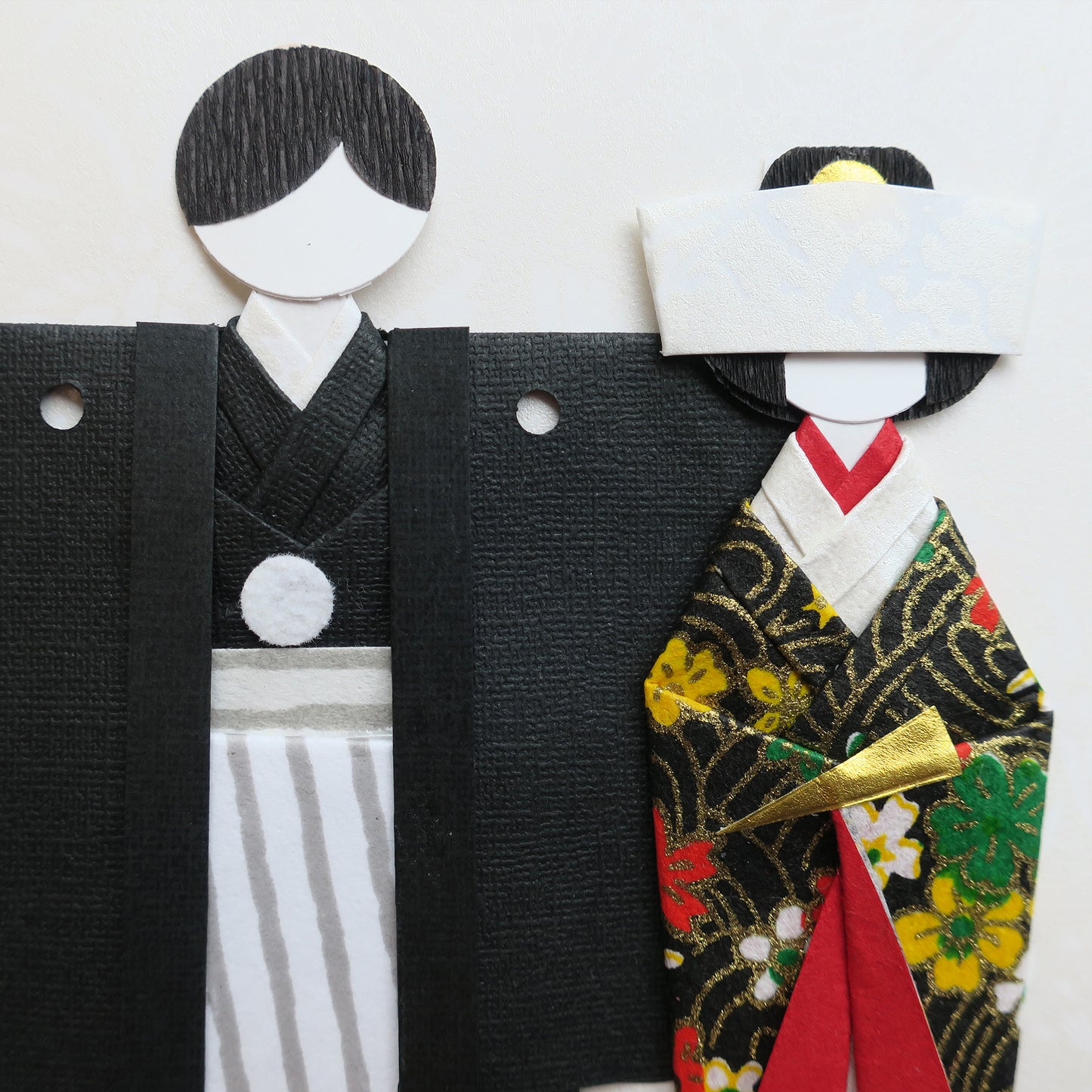 Handmade Origami Kimono Doll Wedding Card - A