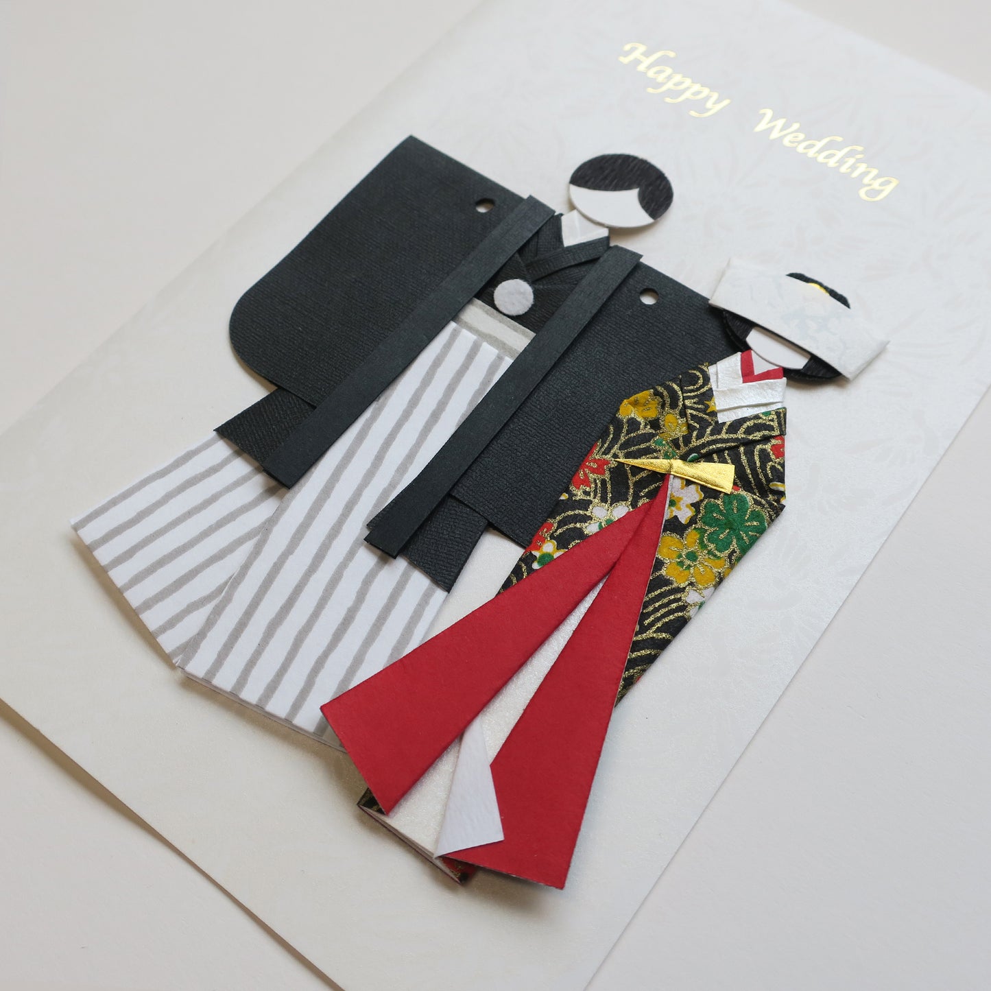 Handmade Origami Kimono Doll Wedding Card - A