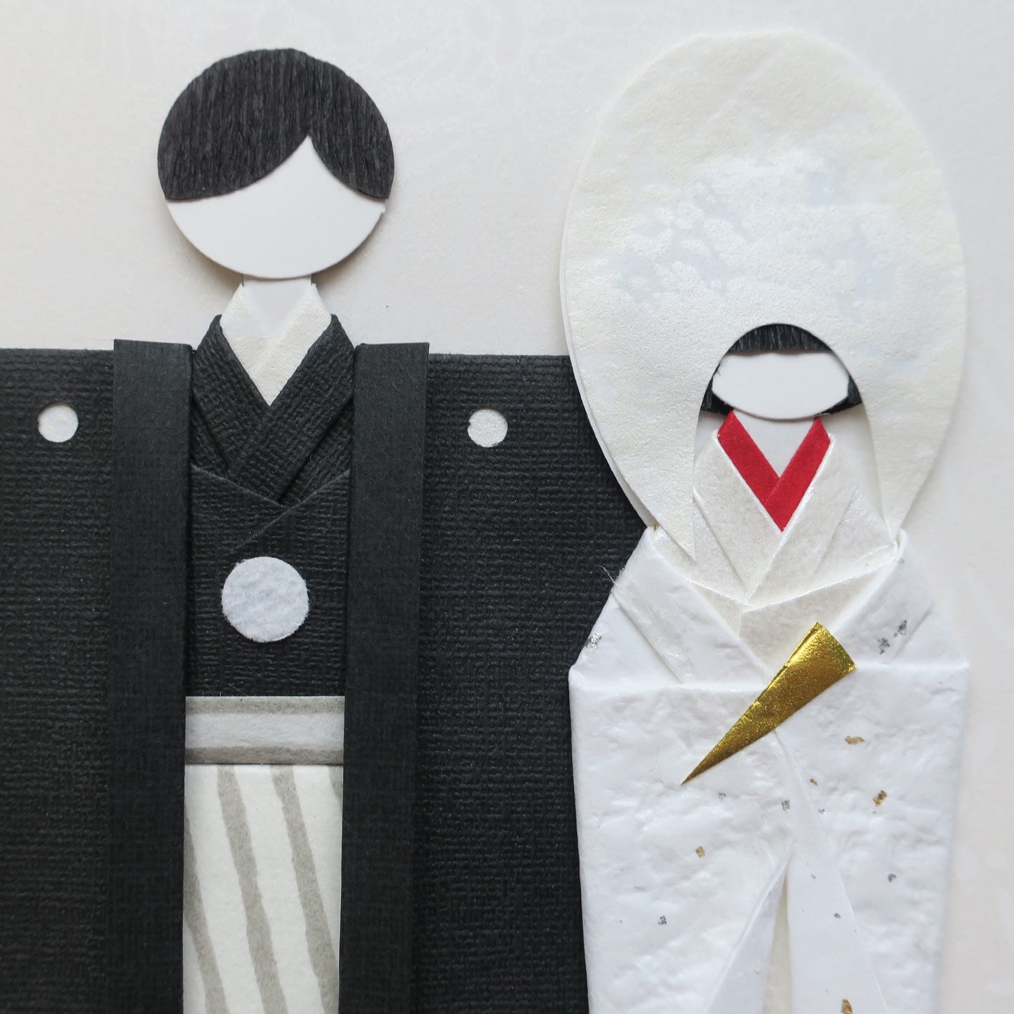 Handmade Origami Kimono Doll Wedding  Card - B