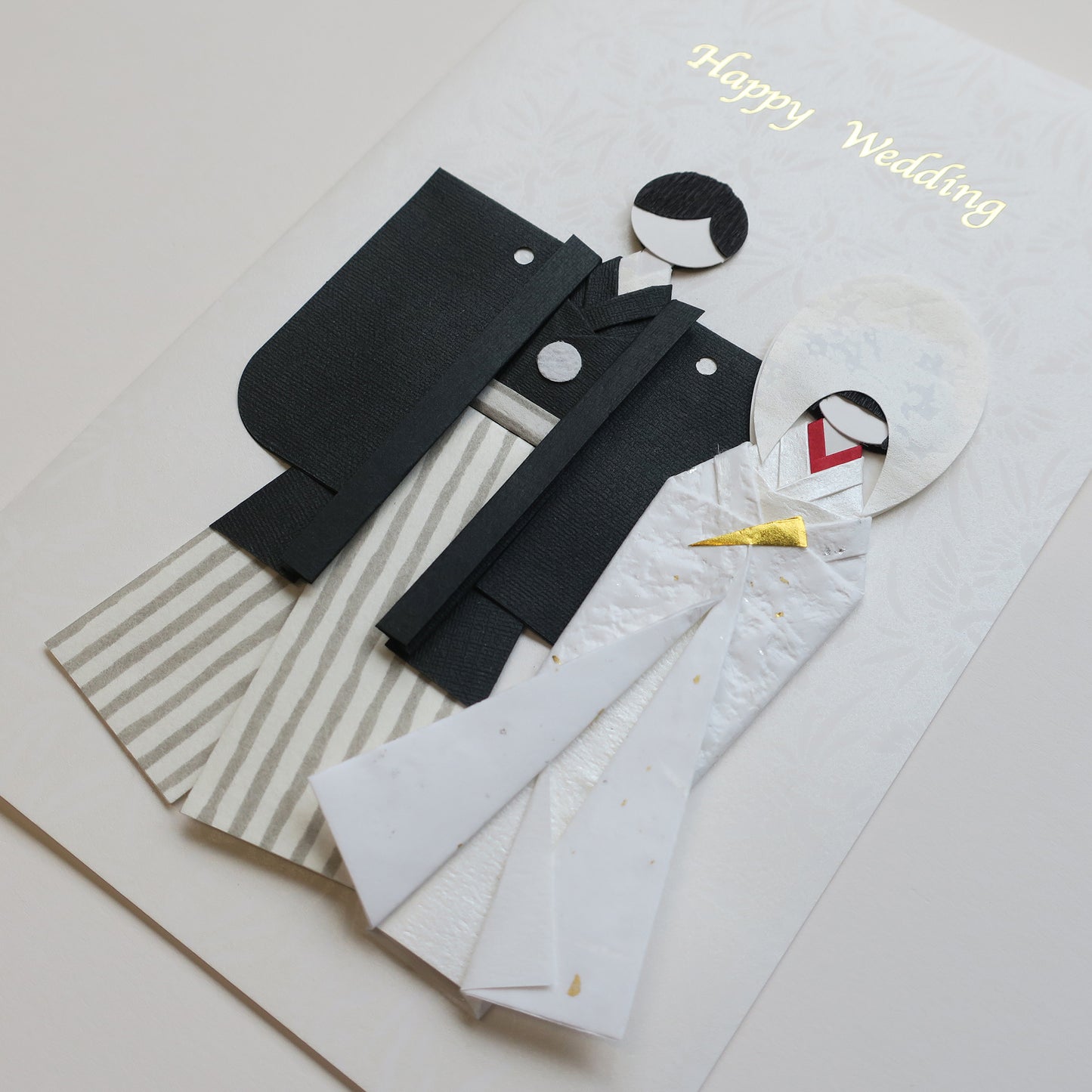 Handmade Origami Kimono Doll Wedding  Card - B
