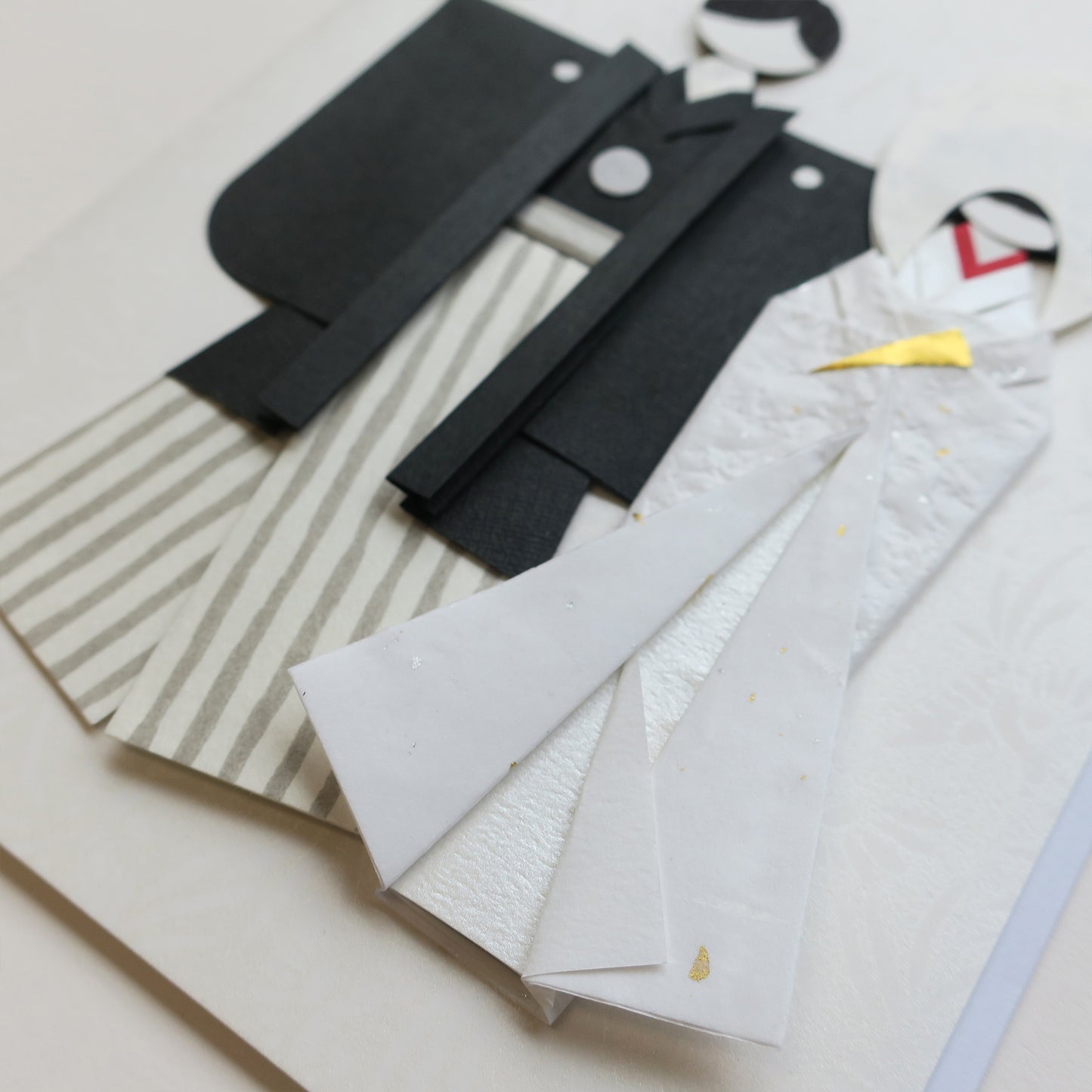 Handmade Origami Kimono Doll Wedding  Card - B