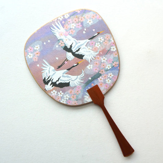 Uchiwa-fan Greeting Card - Pastel Cranes - Cards - Lavender Home London