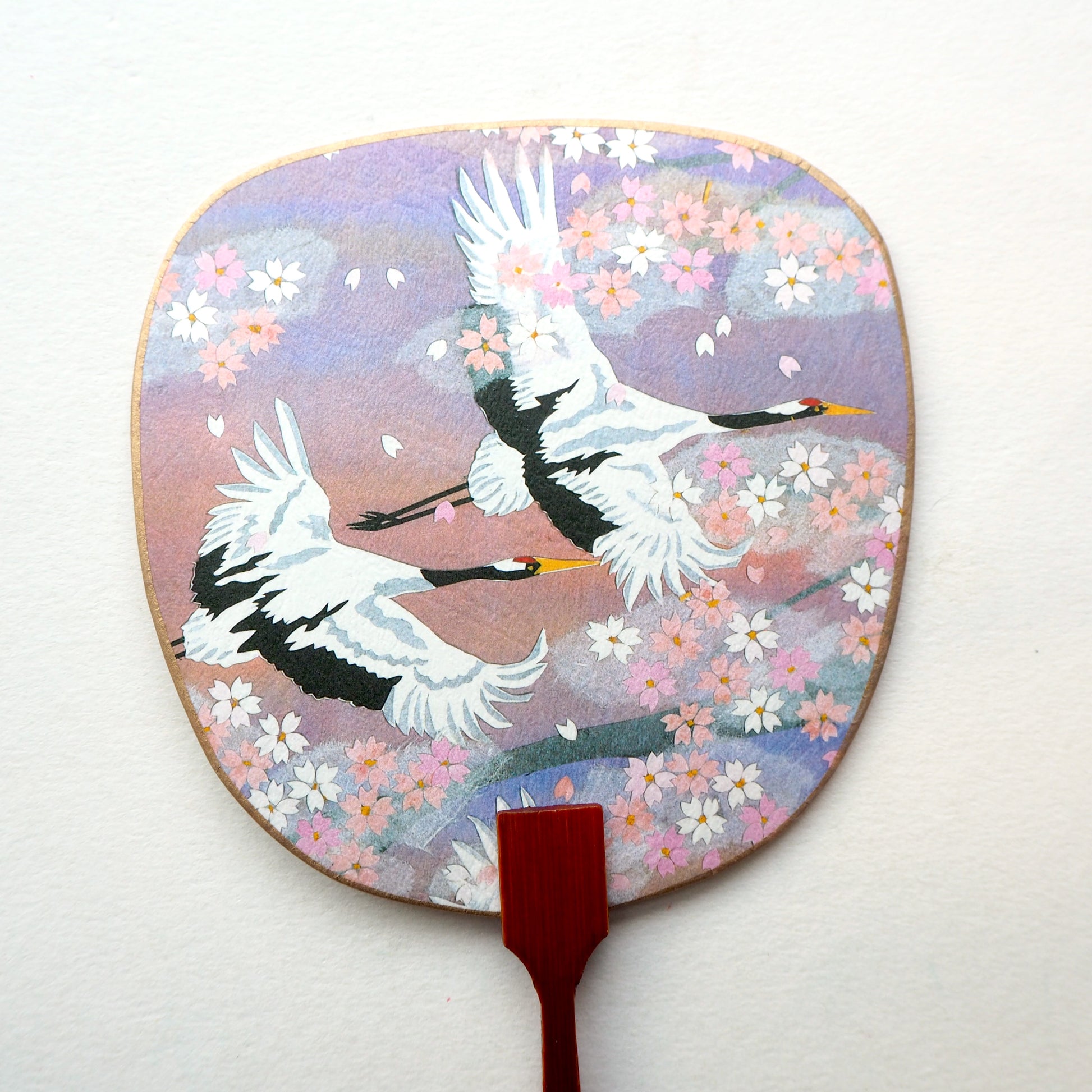 Uchiwa-fan Greeting Card - Pastel Cranes - Cards - Lavender Home London
