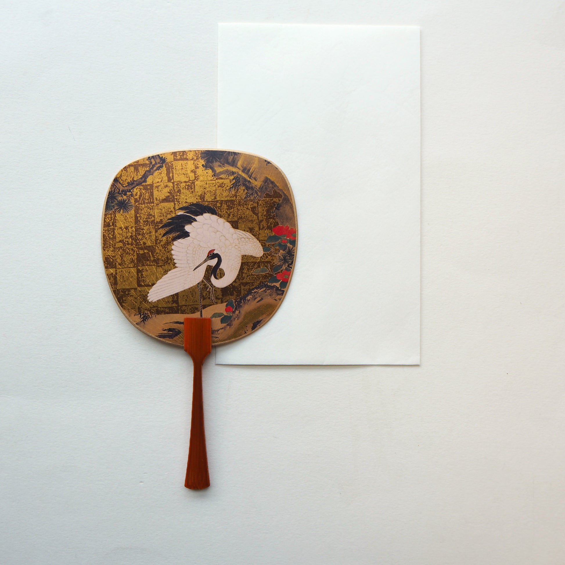 Uchiwa-fan Greeting Card - Crane - Cards - Lavender Home London
