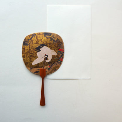 Uchiwa-fan Greeting Card - Crane - Cards - Lavender Home London