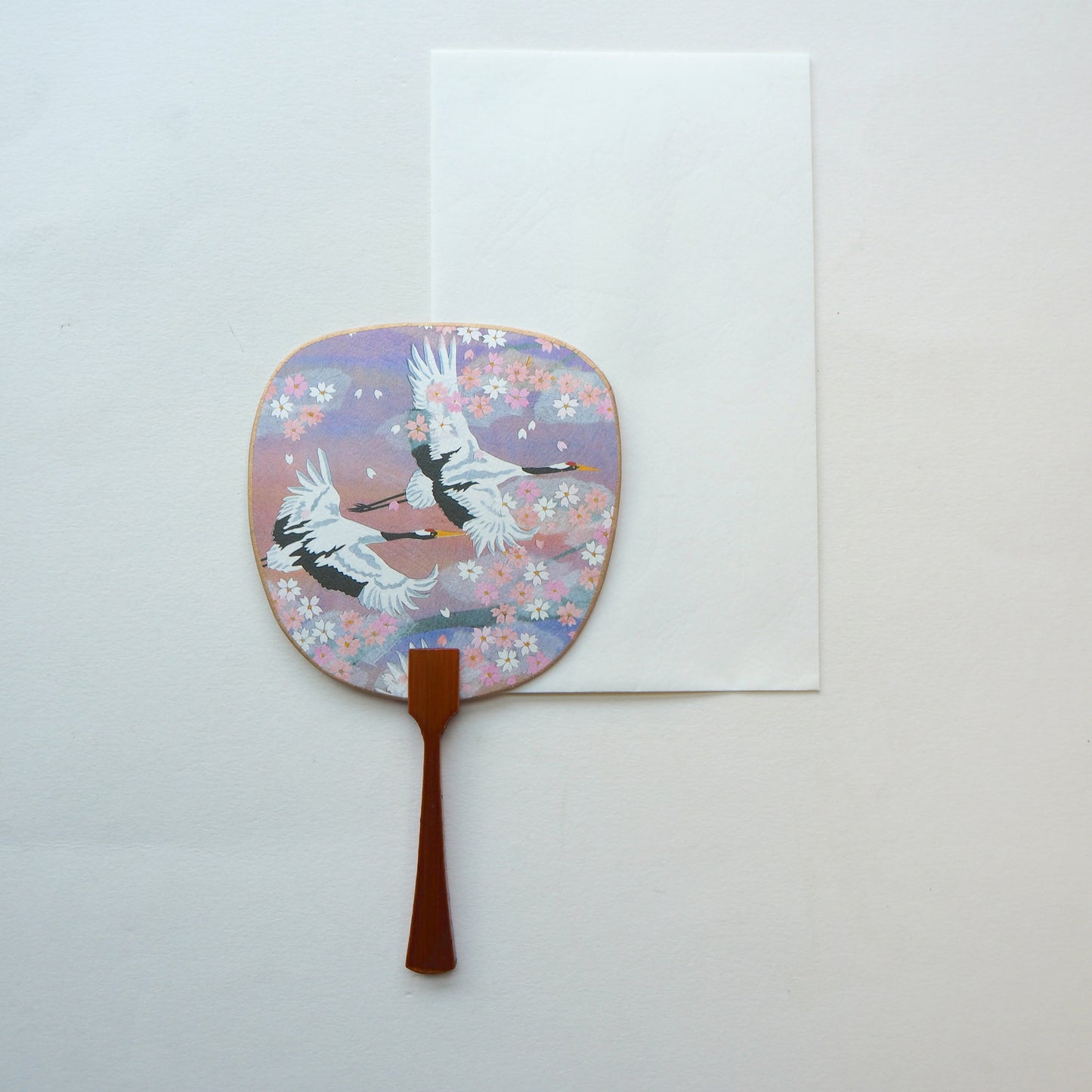 Uchiwa-fan Greeting Card - Pastel Cranes - Cards - Lavender Home London