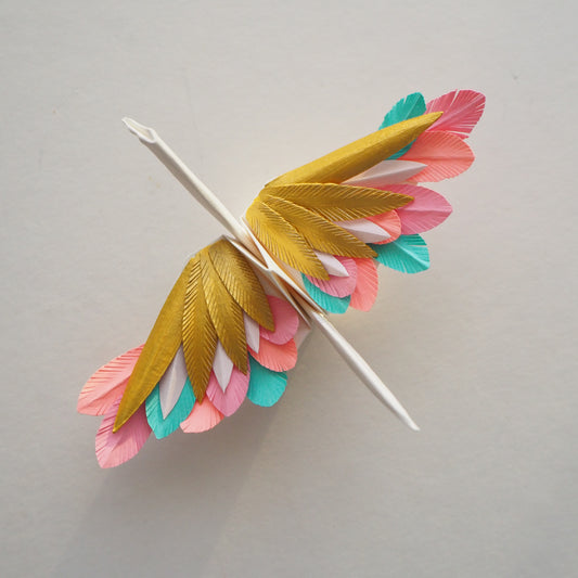Grulla emplumada de origami - Sol