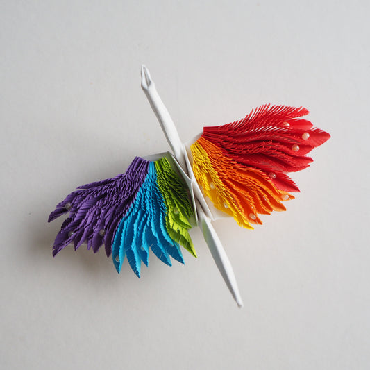 Origami Feathered Crane - Rainbow