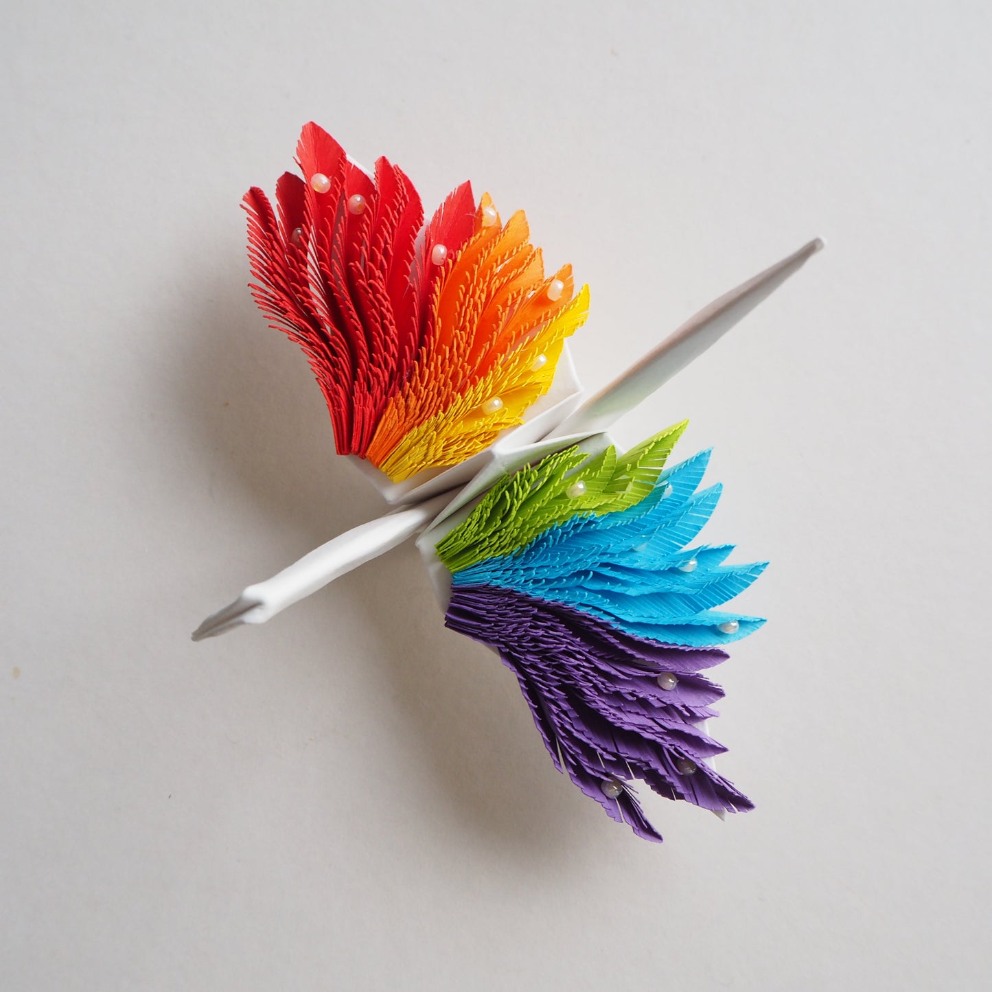 Origami Feathered Crane - Rainbow