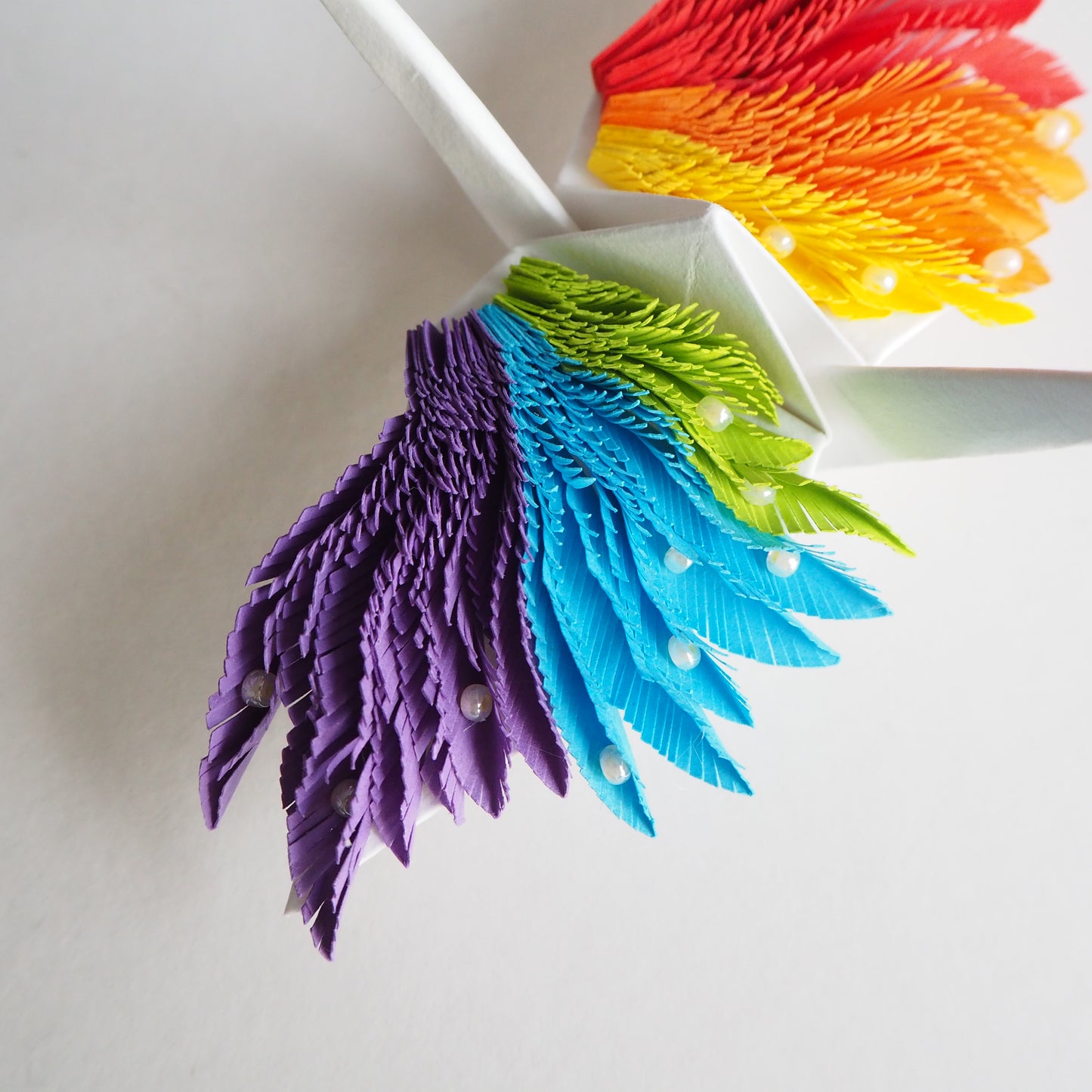 Origami Feathered Crane - Rainbow