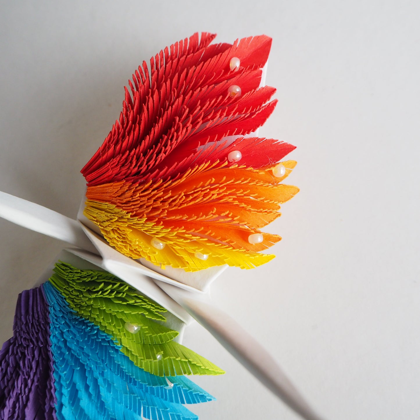 Origami Feathered Crane - Rainbow