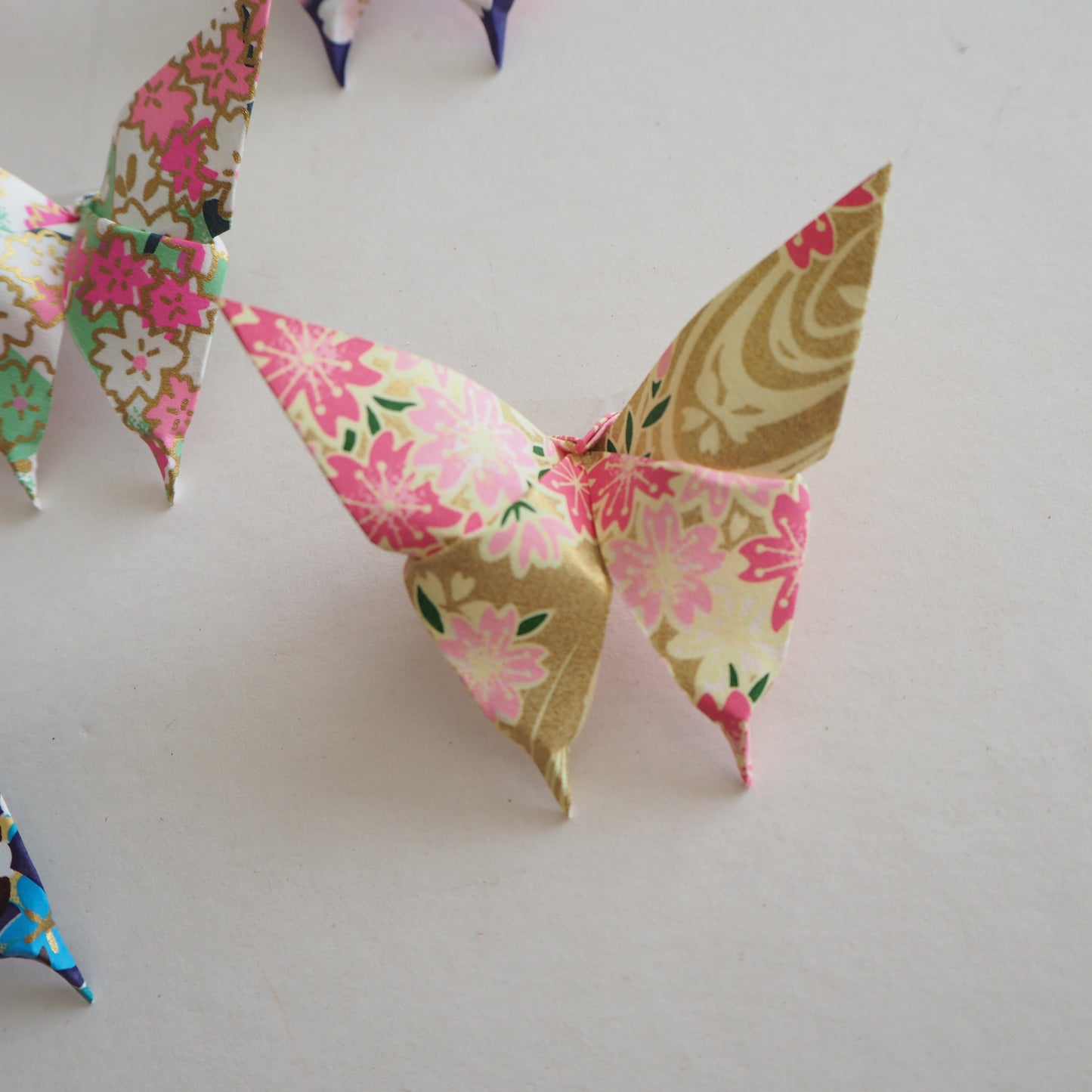 Pack of 10 Summer Flower Garden Yuzen Washi Origami Paper Butterflies - Small