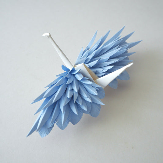 Grulla Emplumada De Origami - Hielo